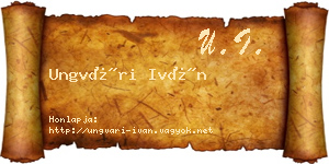 Ungvári Iván névjegykártya